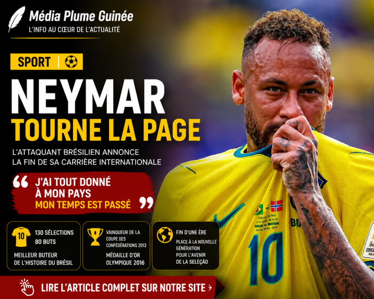 Sport / Fin d&rsquo;une ère au Brésil : Neymar annonce la fin de sa carrière internationale.