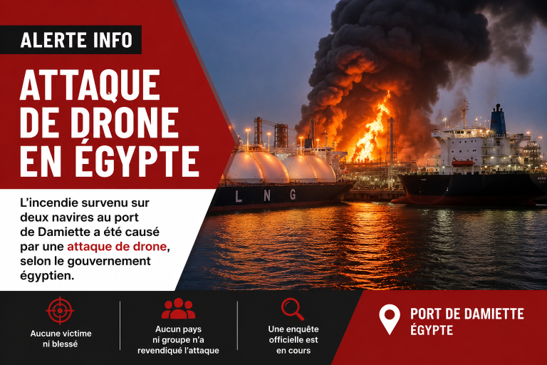 Égypte : une attaque de drone à l’origine de l’incendie de deux navires au port de Damiette