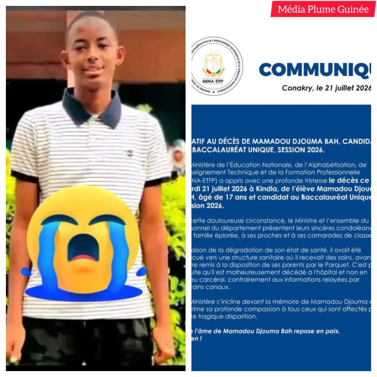 Éducation / Bac 2026 : Décès de Mamadou Djouma Bah : le ministère de l’Éducation apporte des précisions dans un communiqué officiel.