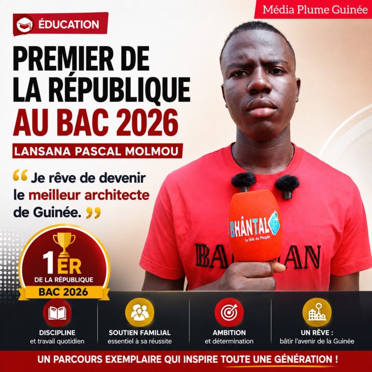 Education: Premier de la République au Bac 2026 : Lansana Pascal Molmou dévoile les clés de sa réussite et rêve de devenir le meilleur architecte de Guinée.