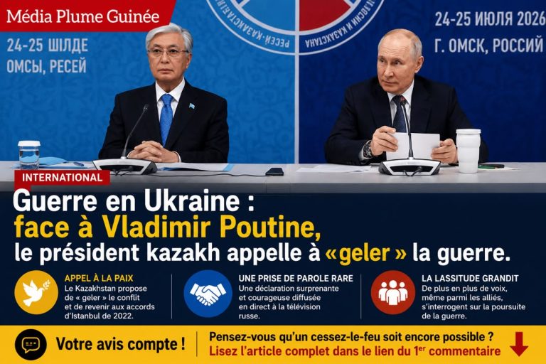 International/ Guerre en Ukraine: face à Vladimir Poutine, le président kazakh appelle à «geler» la guerre.