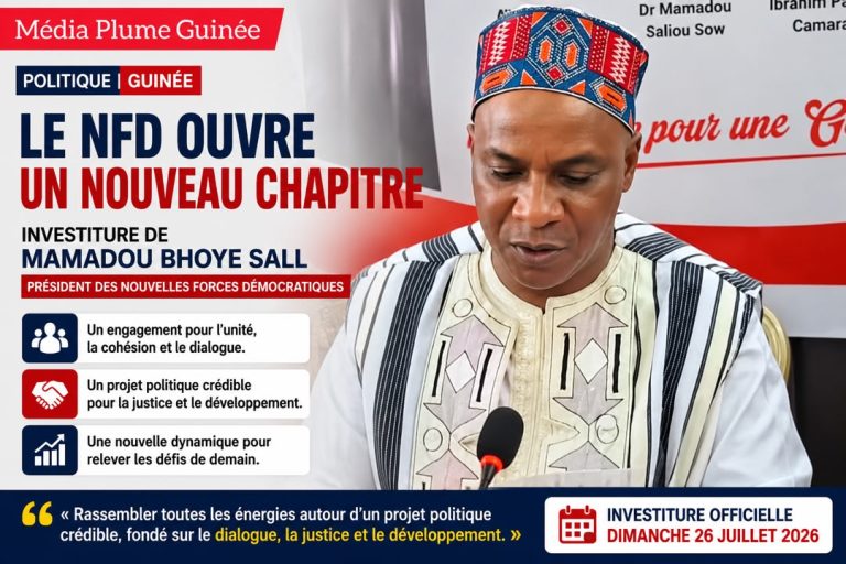 Politique/ Guinée : le NFD ouvre un nouveau chapitre avec l&rsquo;investiture de son président, Mamadou Bhoye Sall.