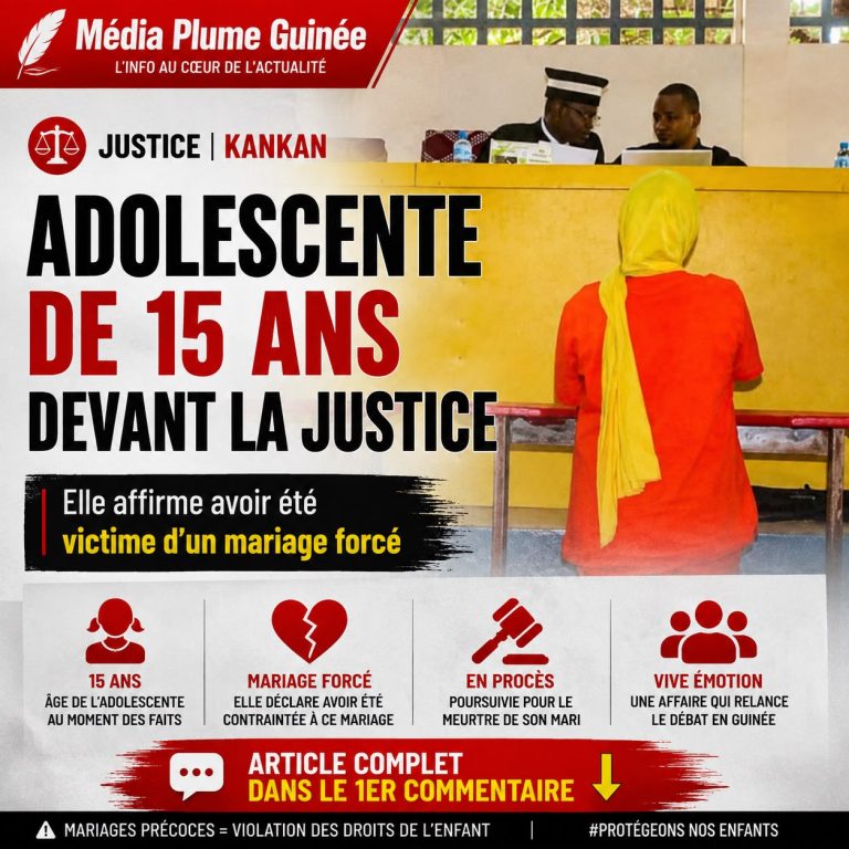 Justice / Kankan : jugée pour le meurtre de son mari, une adolescente de 15 ans affirme avoir été victime d&rsquo;un mariage forcé.