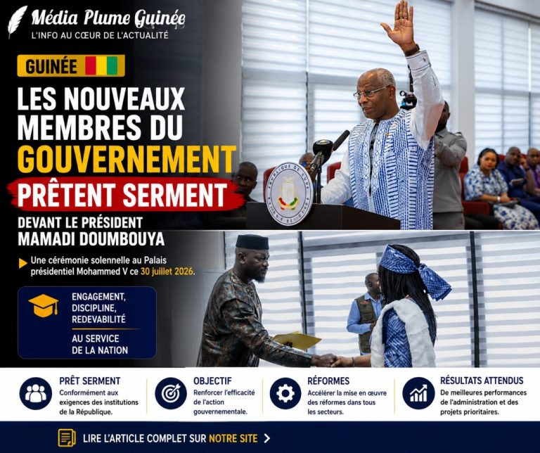 Guinée : les nouveaux membres du gouvernement prêtent serment devant le président Mamadi Doumbouya.