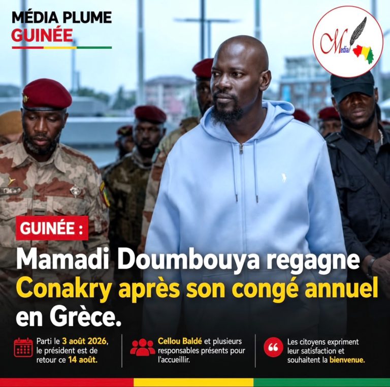Guinée : Mamadi Doumbouya regagne Conakry après son congé annuel en Grèce.