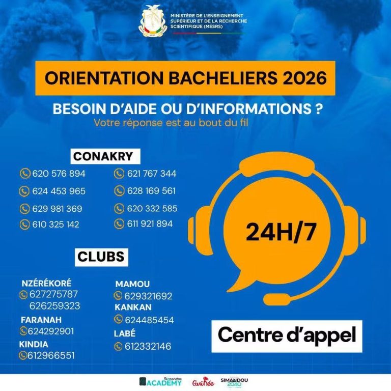 Education /Orientation des bacheliers 2026 : le MESRS invite les candidats à contacter les centres d’appel.