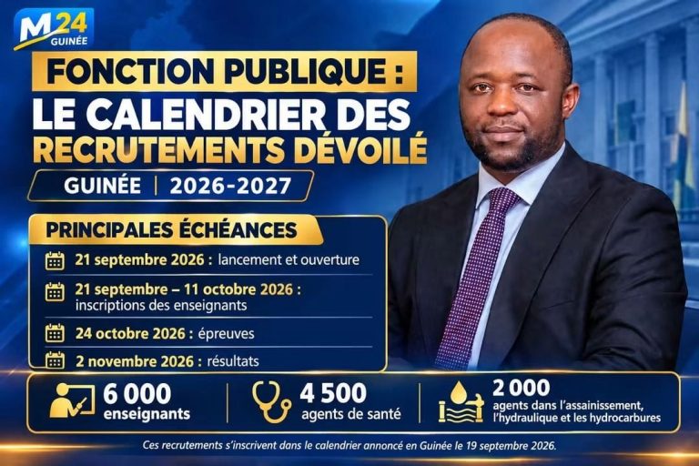Guinée : le chronogramme des concours de recrutement de la Fonction publique 2026-2027 dévoilé.